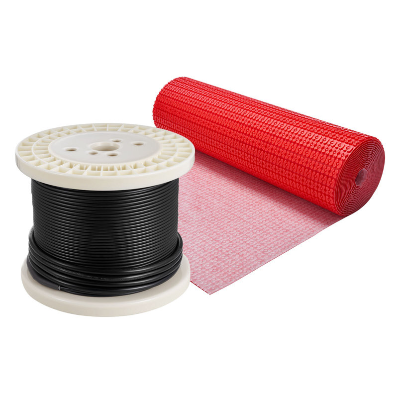 Système de tapis de plancher chauffant de 100 pieds carrés, système de plancher chauffant électrique radiant 120 V, avec membrane de découplage et thermostat et alarme à commande intelligente, installation facile pour le carrelage, la pierre, le vin