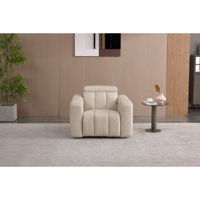 Dallas Leather Power Recliner chair, Cream
