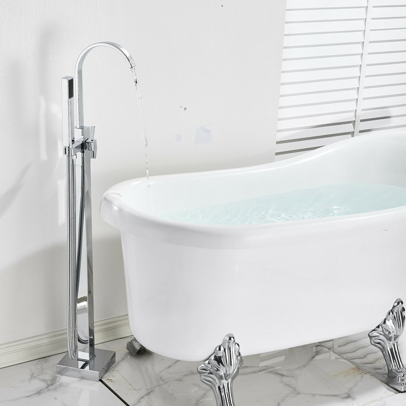 Robinet de baignoire à fixation au sol avec douche à main