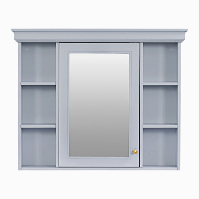 Wall Mounted Bathroom Storage Cabinet With Mirror Door, Modern Bathroom Wall Cabinet, Medicine Cabinet With 6 Open Shelves, Entryway Cabinet
