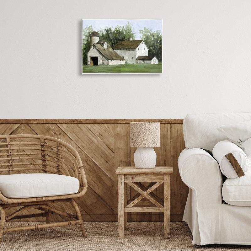 "White Barn Farmhouse", art mural par échelle blanche, H 13 po x l 19 po