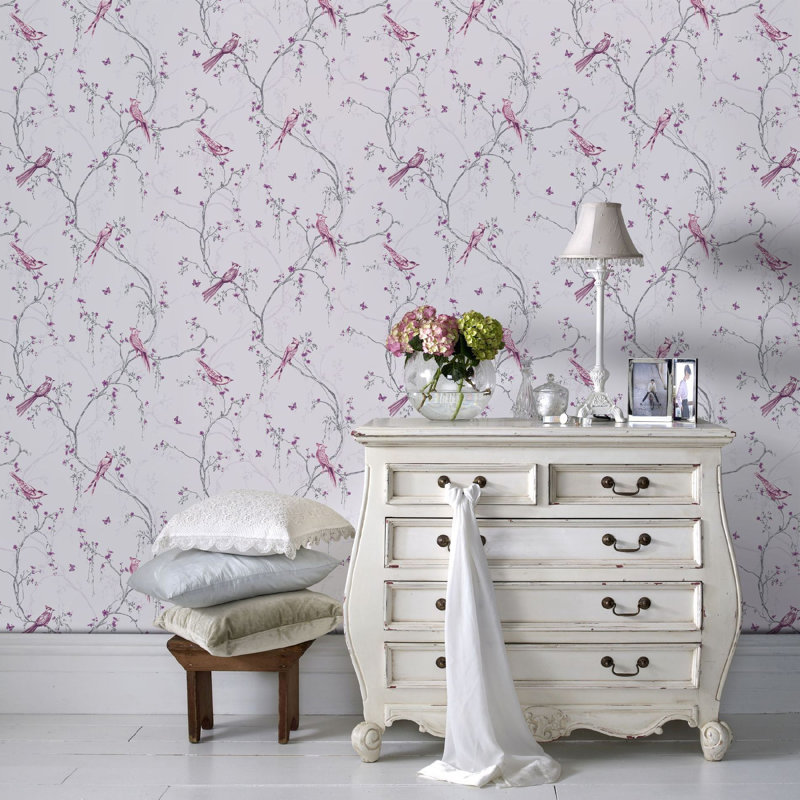 Superfresco Easy Songbird 10m x 52cm Matte Wallpaper Roll, Lilac
