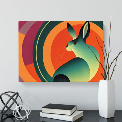 Hare Art Deco Style Abstract - Wrapped Canvas
