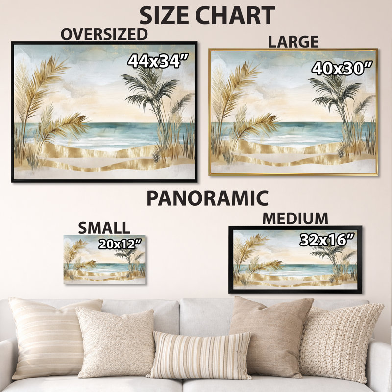 Palm Leaf Wall Art, Tropical Beach Canvas, Cellon, Toile tendue, H 12 po x l 20 po