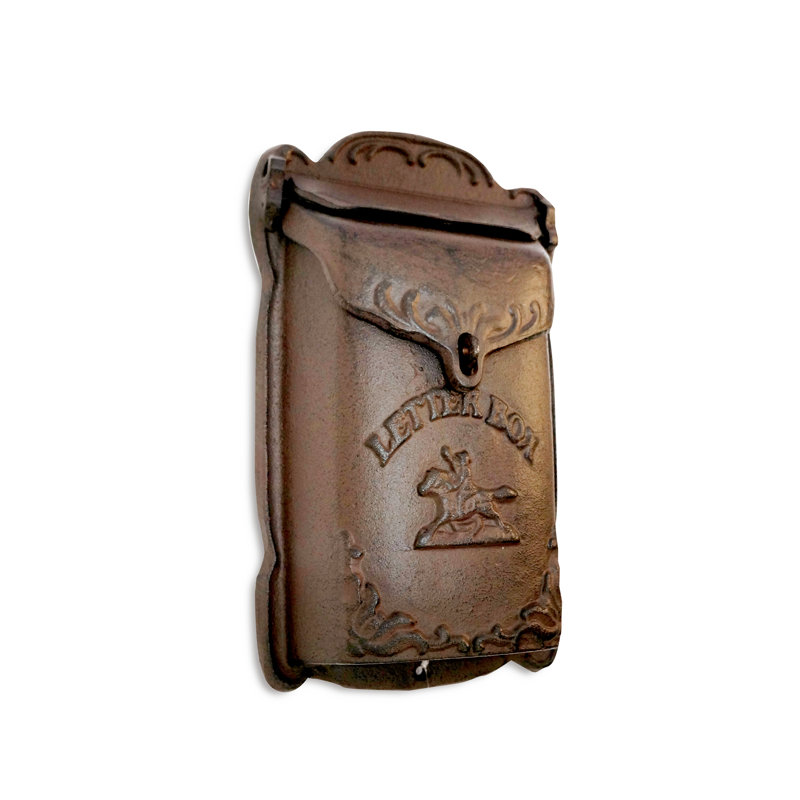 Cara Antique Brown Cast Iron Lockable Wall Mounted Mailbox