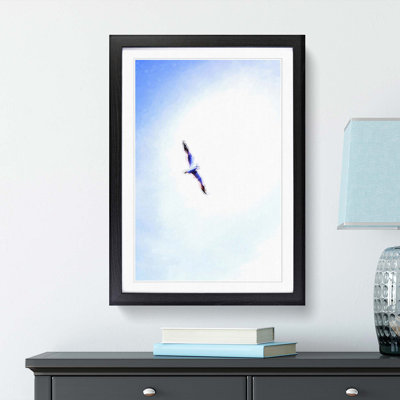 Flying Seagull Abstract Art - Framed Print