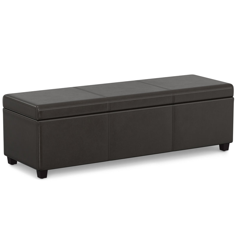 Avalon 54"W Upholstered Vegan Leather Contemporary Rectangular Lift-Top Storage Ottoman Bench with Hidden Storage