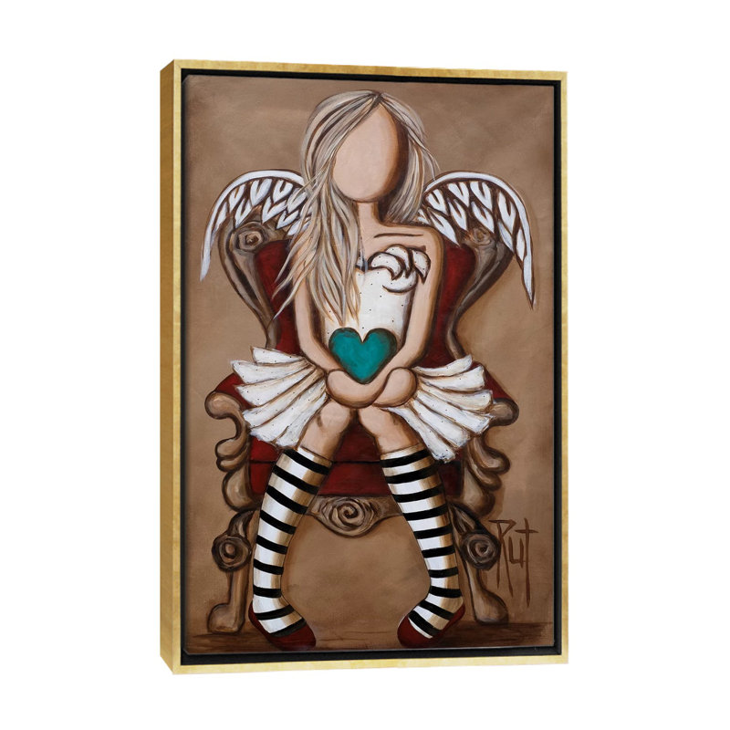 « Colette » par rut art Creations-impression d’art graphique, Pas de tapis, H 26 po x l 18 po x P 1,5 po, Toile encadrée d'or