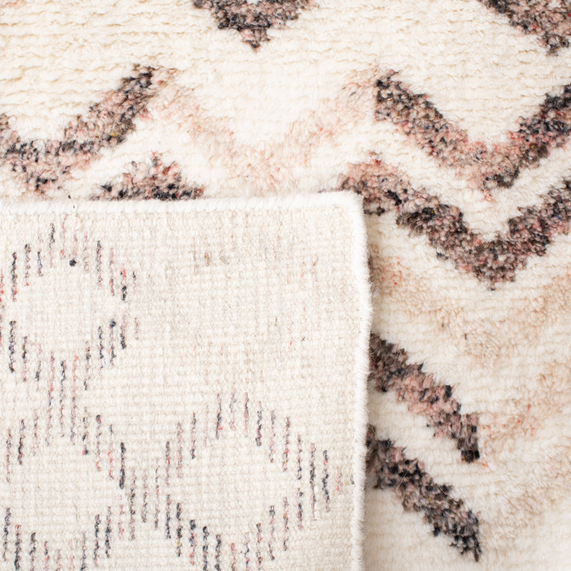 Clarkedale Hand Knotted Wool/Cotton Geometric Rug in Brown/Ivory/Gray, Rectangle 5' x 8'