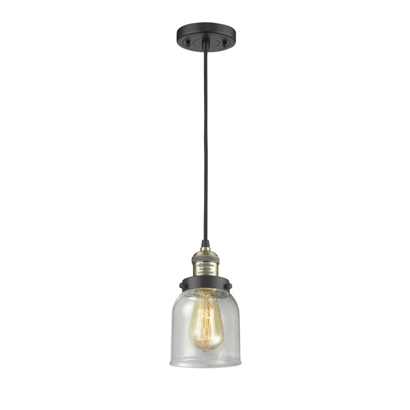 Luminaire suspendu 1 lumière à une cloche, Nickel poli, H 8,88 po x l 5 po x P 5 po