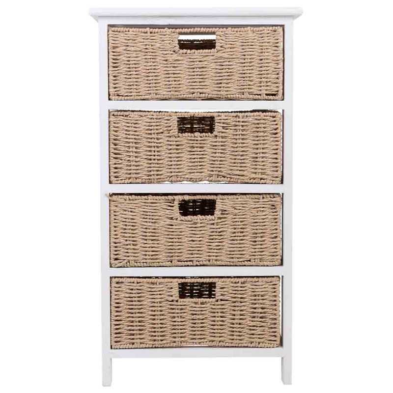 Brianne 40 cm W Chest of 4 Drawers, White/Brown