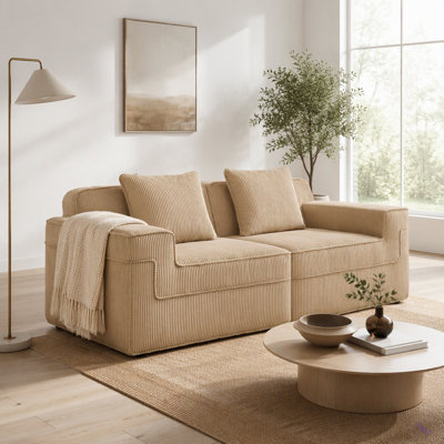 Canapé modulaire à 2 places sans siège, canapé modulaire Cloud avec assise profonde et canapé modulaire moderne à 2 places avec coussins décoratifs
