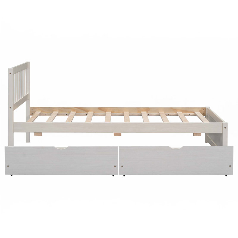 Lit plateforme simple en bois avec 2 tiroirs