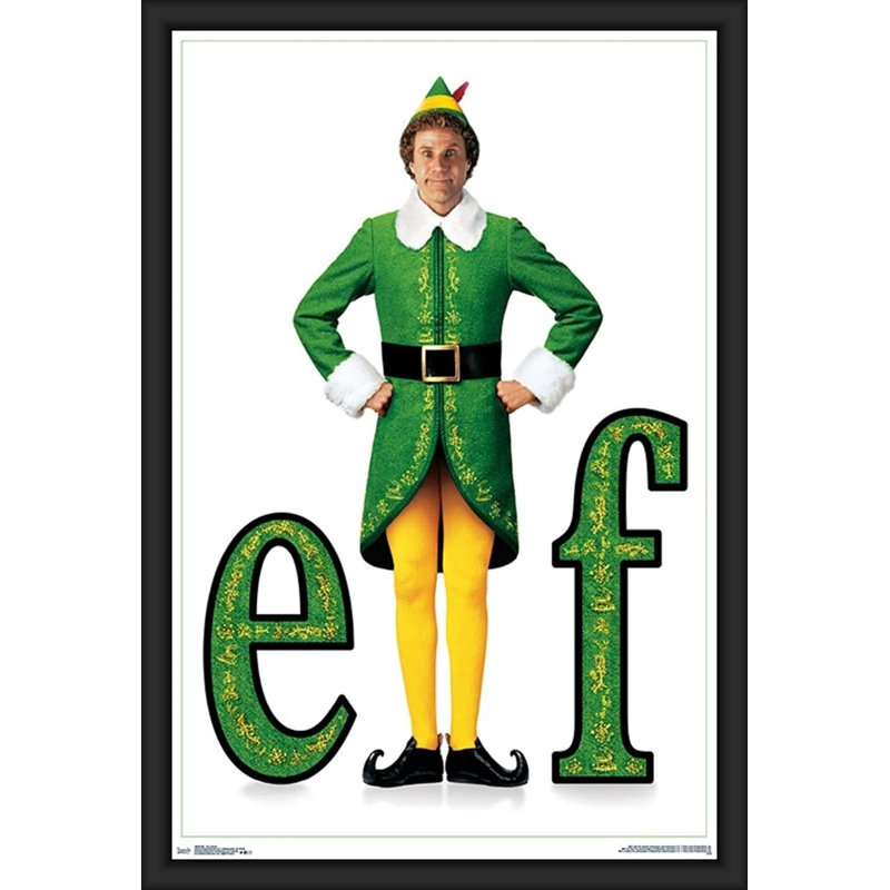 Buddy the Elf - Reproduction d'art graphique sur papier, Papier encadré noir, H 36,5 po x l 24,75 po x P 1 po