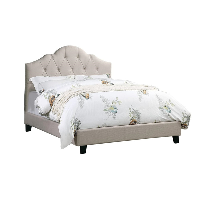 Angeleigh Upholstered Platform Bed, Light Brown, King