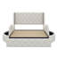 Queen Size Platform Bed With Wingback Headboard, Velvet Upholstery, One Large Drawer And Two Side Stools For Storage-1018824569