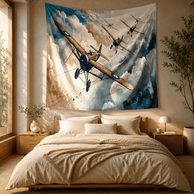 Tapisserie murale «Transagement Biplane», 88 po x 104 po