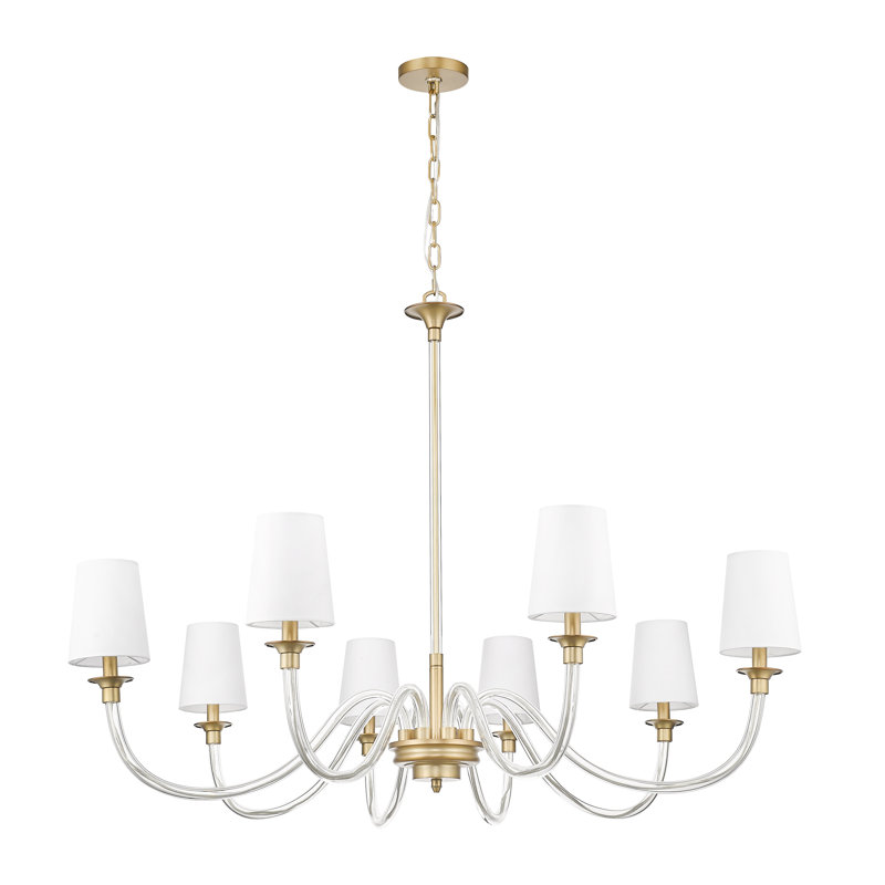 Lustre 8 lumières Ain en nickel brossé, Laiton