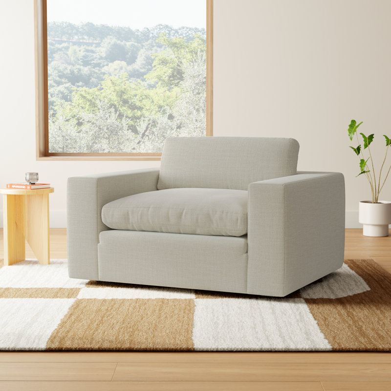 Asher Upholstered Accent Chair, Effie Linen Performance Linen