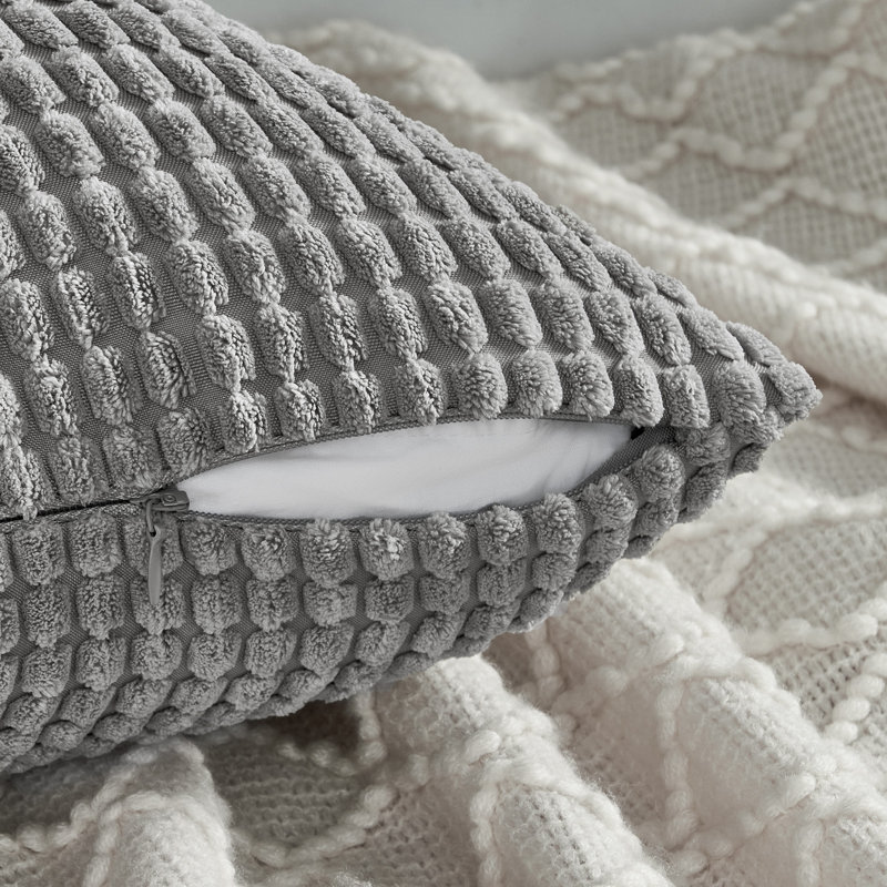 Corduroy Square Pillow Cover, 18"H x 18"W, Gray