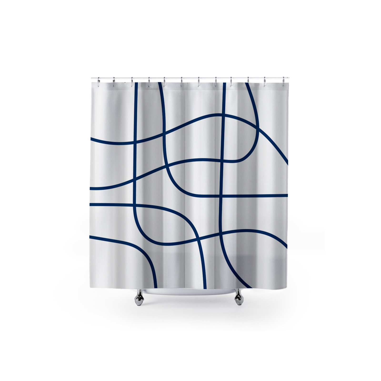 Coco Polyester Shower Curtain, Navy Blue
