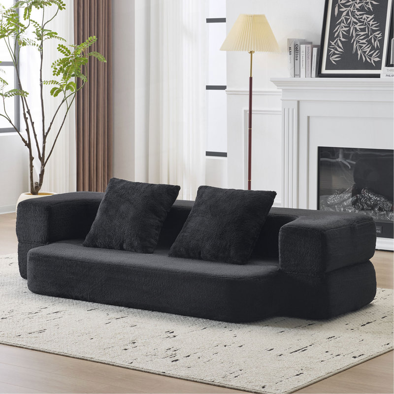 Transformable Sectional Sofa With 3 Ottoman Stools - Supportive Foam Fold-Out Bed, Compact Chenille Lounger For Small Spaces & Home Offices