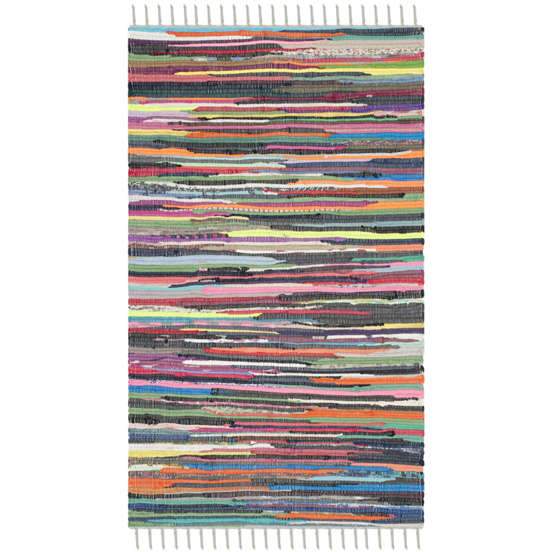 Mireia Rug Hand Woven Cotton Striped Rug, Rectangle 3' x 5'