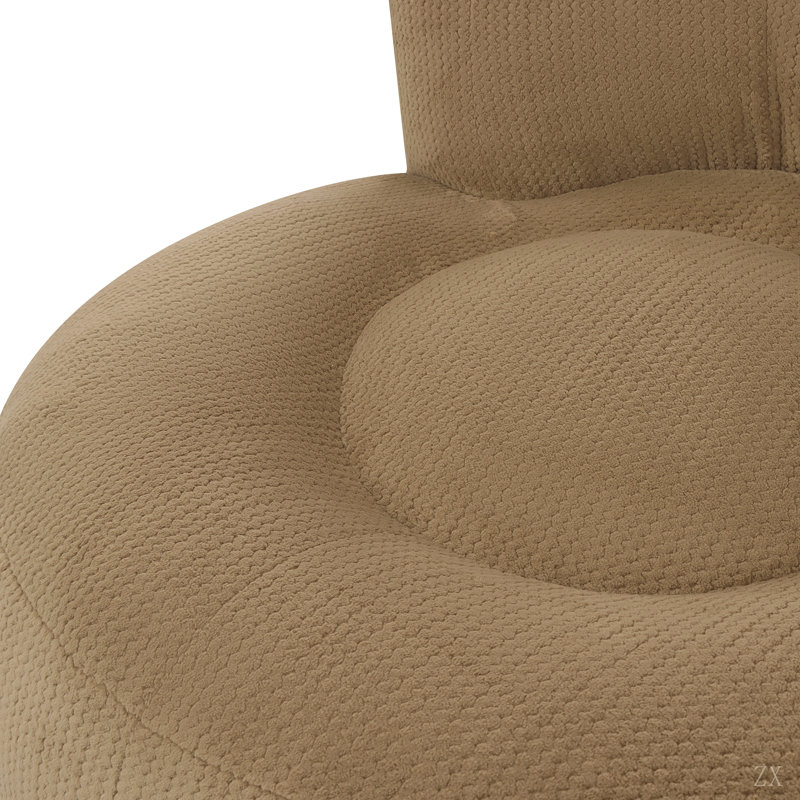 Méridienne surdimensionnée ronde sans dossier, siège profond en canapé moderne Corduroy, fauteuil demi-tonneau Comfy à cercle comprimé, canapé-lit sans assemblage pour salon, velours côtelé ondulé