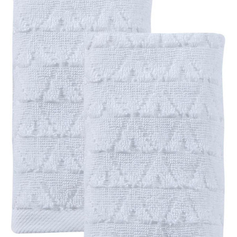 Ensemble de deux essuie-mains géométriques en coton turc blanc 27 po x 54 po