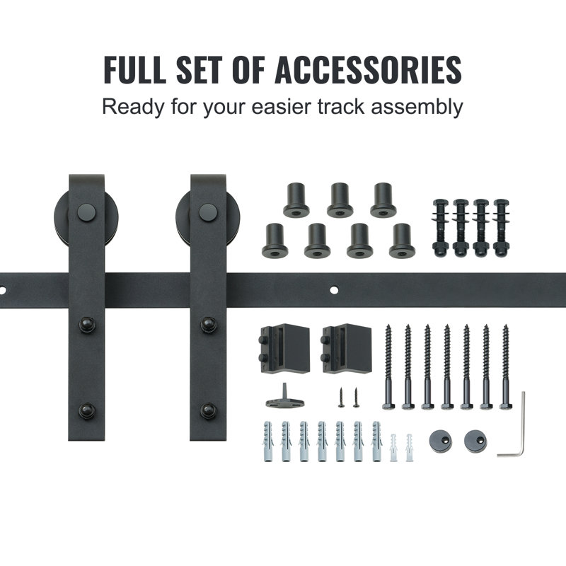 8FT Black Carbon Steel Sliding Barn Door Hardware Kit