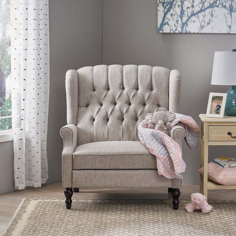 Fauteuil bergère inclinable manuel de 37,5 po Mattice, Gris clair