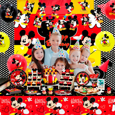 Mickey Mouse Birthday Party Decorations, 112 Pcs Mickey Mouse Party Supplies & Mickey Mouse Party Tableware for Kids Set