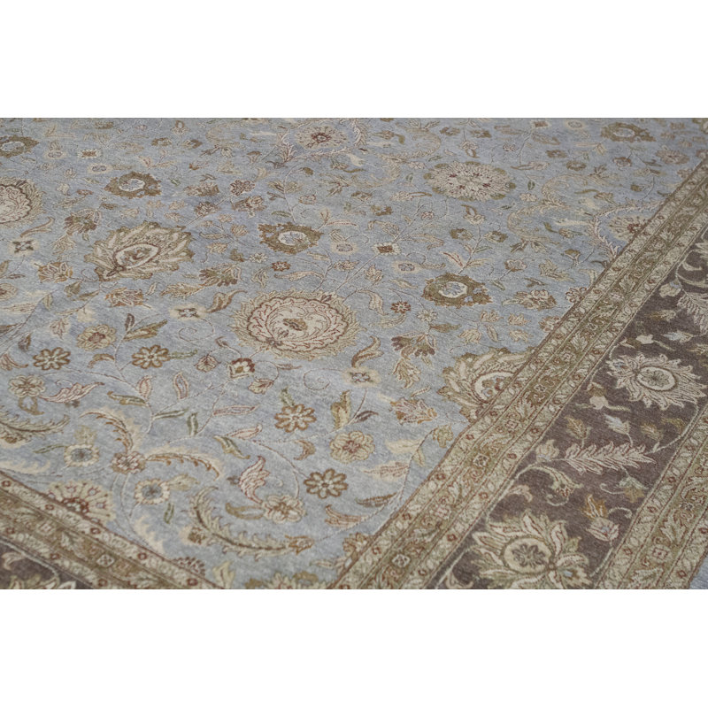 Wool Oriental Area Rug in Light Blue/Brown/Green