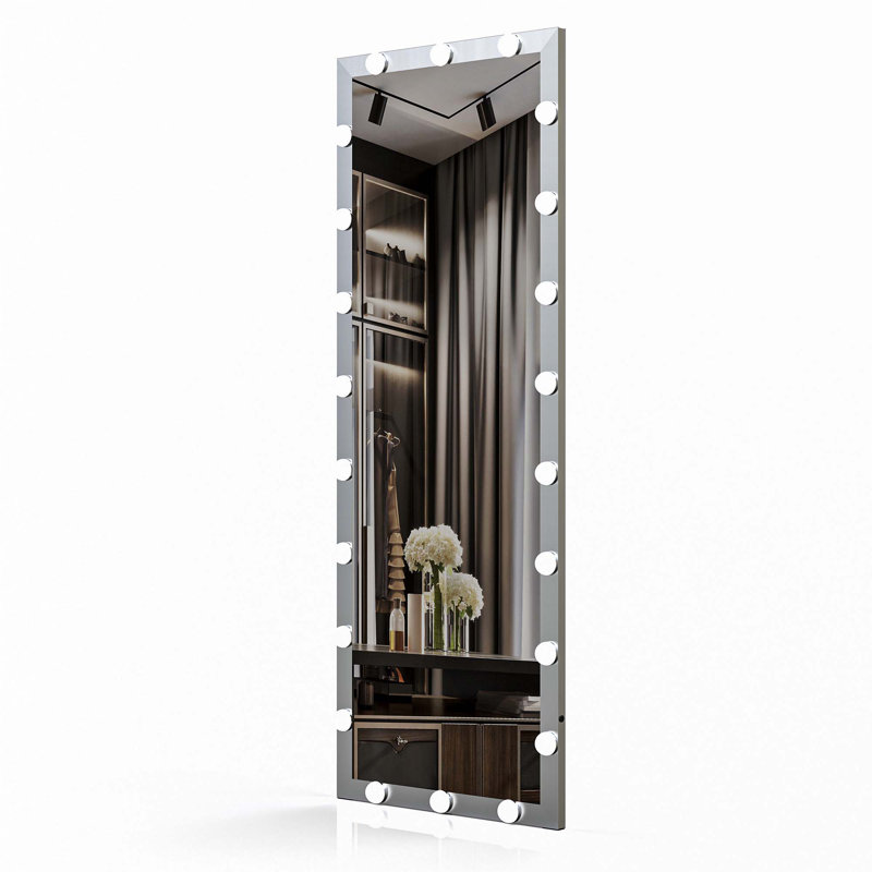Hollywood Full Length Mirror With Lights Full Body Vanity Mirror With 3 Color Modes Lighted, Silver
