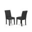 L'ensemble de table de salle à manger 3 pièces contient une table en bois et 2 chaises de salle à manger en tissu polyester gris foncé avec dossier élégant - finition noire-2117897161-2083480415-2083480418