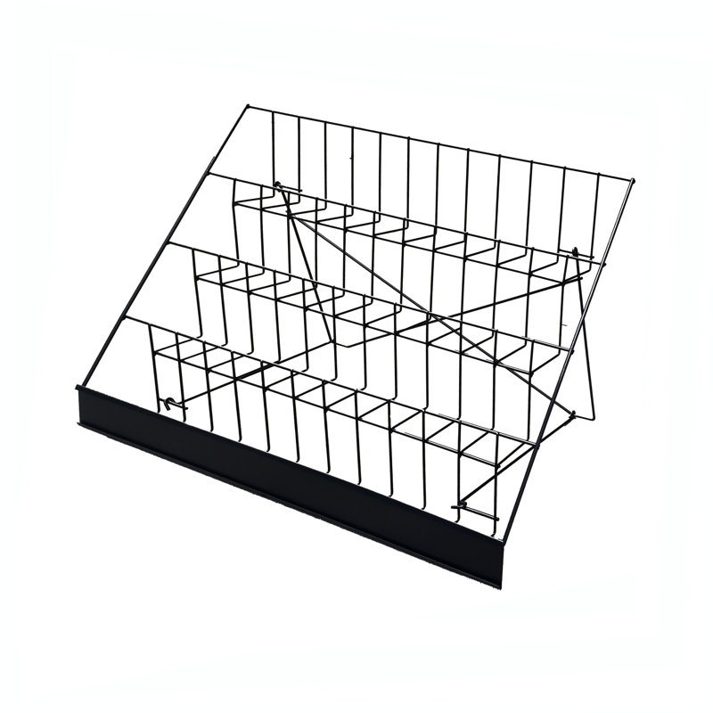 Black Glossy Metal 4-Tier Literature Display Rack