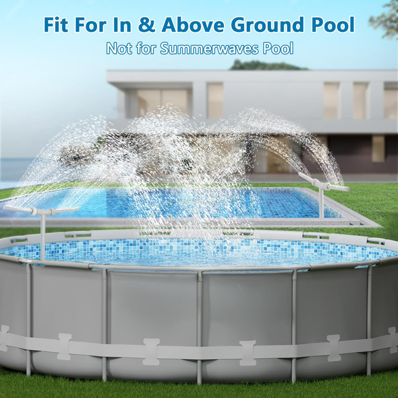 Pool Fountain Dual Spray Waterfall for Above Ground and Inground Pools, Adjustable High-Pressure Pool Sprinkler Accessory