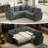 George 83" Upholstered Corduroy L Shape Modular Sectional Sleeper Sofa with Pull Out Bed and USB Charging-718571164