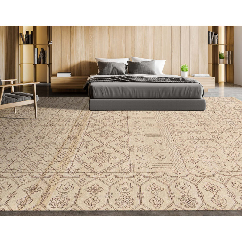 Hand-Knotted High-Quality Beige Area Rug