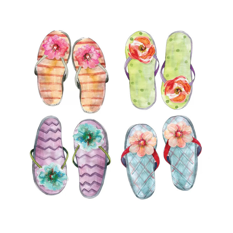 Flip Flop Fancy by Carol Robinson - Painting on Canvas, Wrapped Canvas, 45.72 cm H x 45.72 cm W x 1.91 cm D