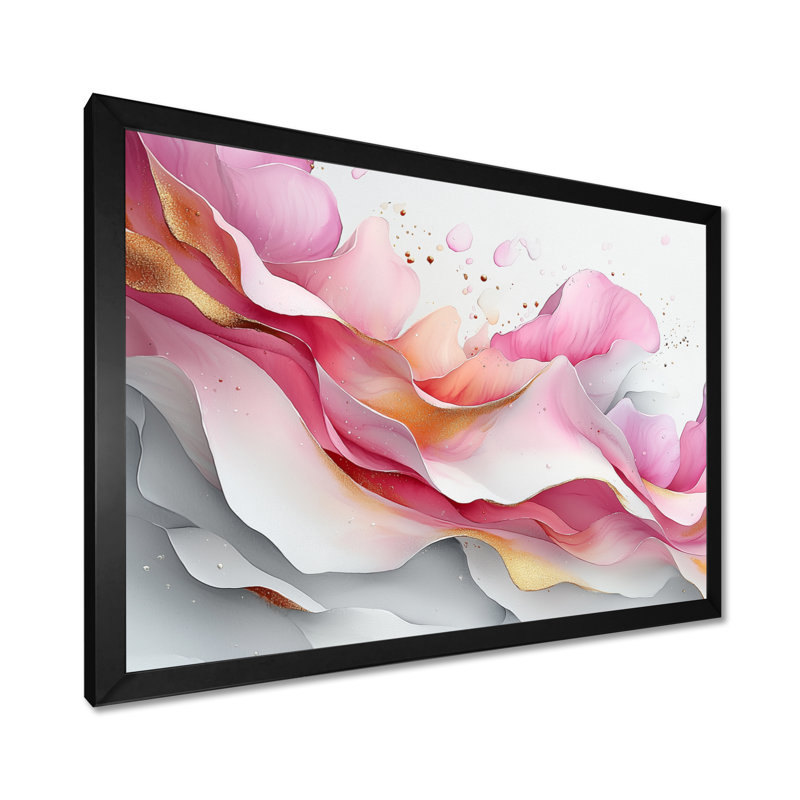 Fondations fluides de Rosa IV - art mural abstrait en marbre, H 12 po x l 20 po, Reproduction encadrée d'une seule photo
