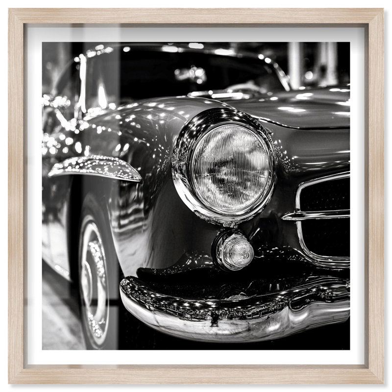 Classic's Glint I BW Shadowbox Print Glam Wall Decor by Notoriart, Blonde Frame, 40 x 40, 41"H x 41"W, Blonde Frame