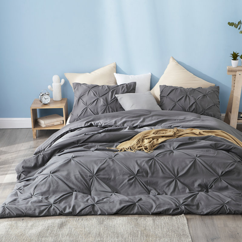 Modern & Contemporary Microfiber / Polyester Baffle Box Stitch Comforter Set, Twin XL, Gray