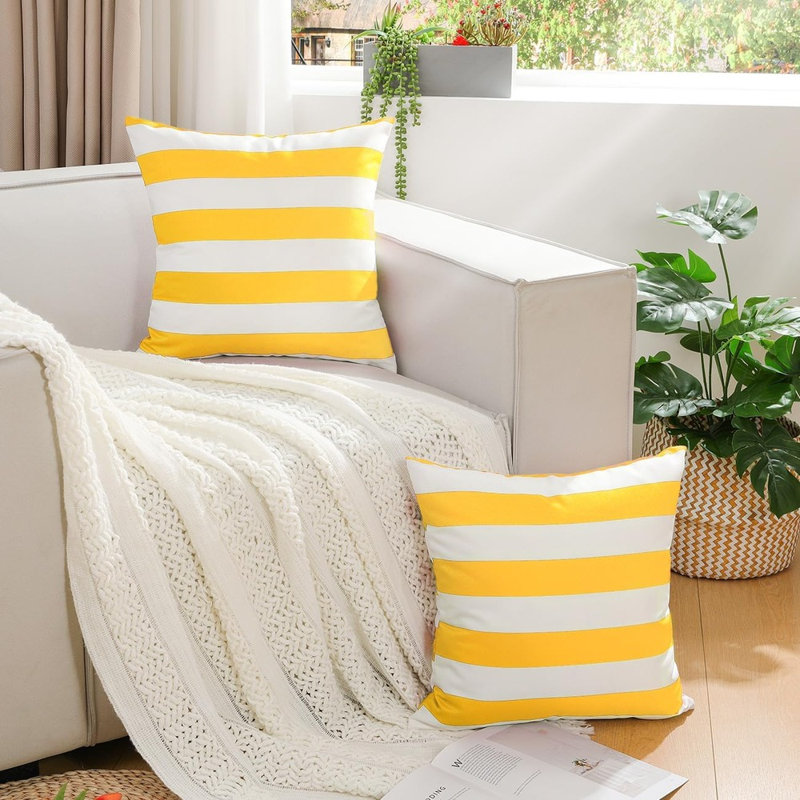 Striped Outdoor Pillow Insert, Yellow Striped