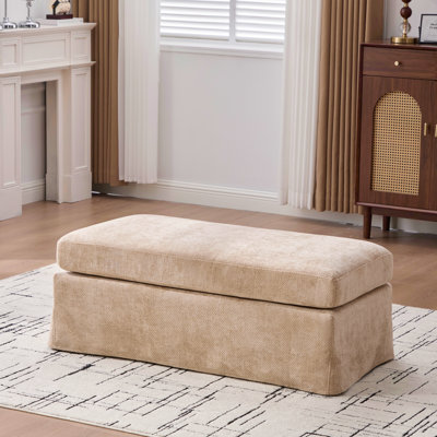 45.98" W Chenille Slipcovered Storage Ottoman by Ivy Bronx