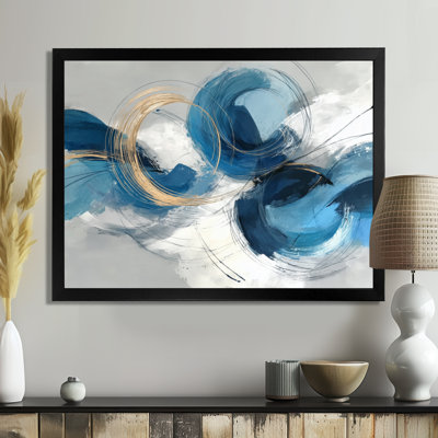 Abstrait tourbillon dans des tons bleus et blancs - art mural, impression sur toile bleu minimaliste