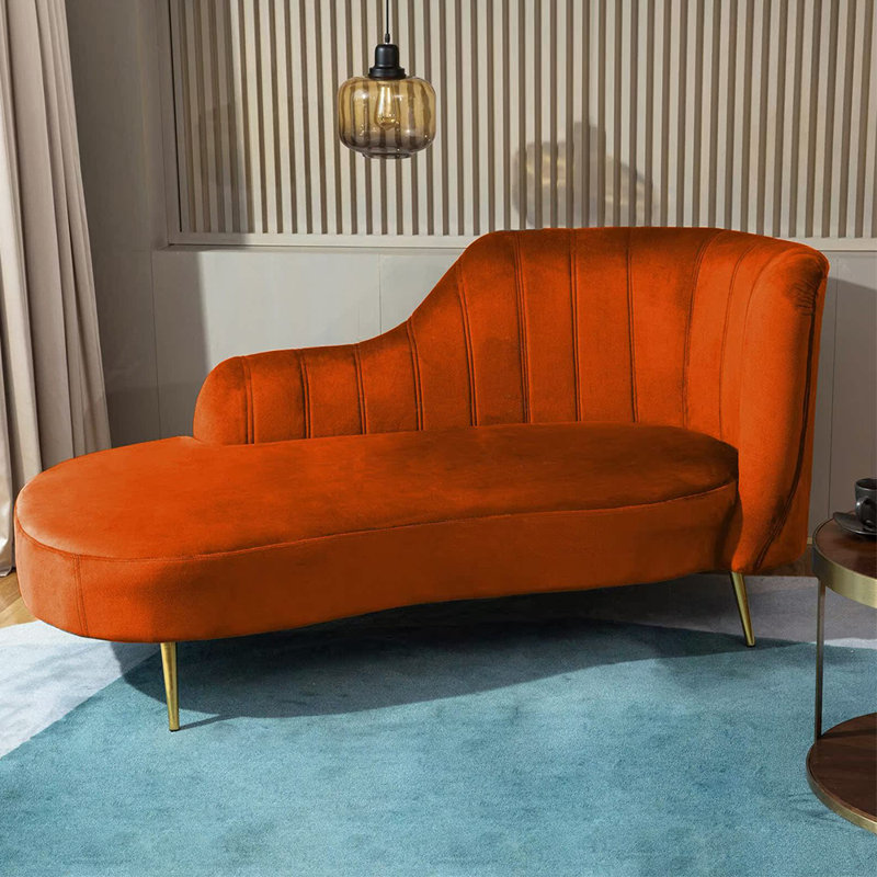 Chaise longue élégante, simple, moderne et créative, Orange, Orienté à droite