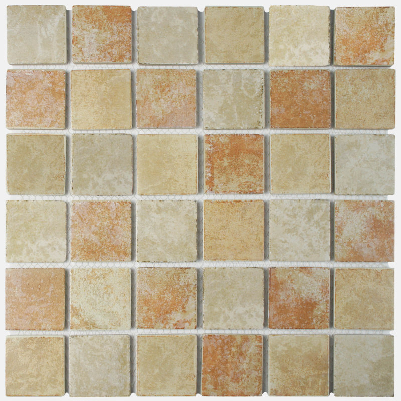 Colorado 2" x 2" Porcelain Mosaic Wall & Floor Tile, Brown/Gray/Beige