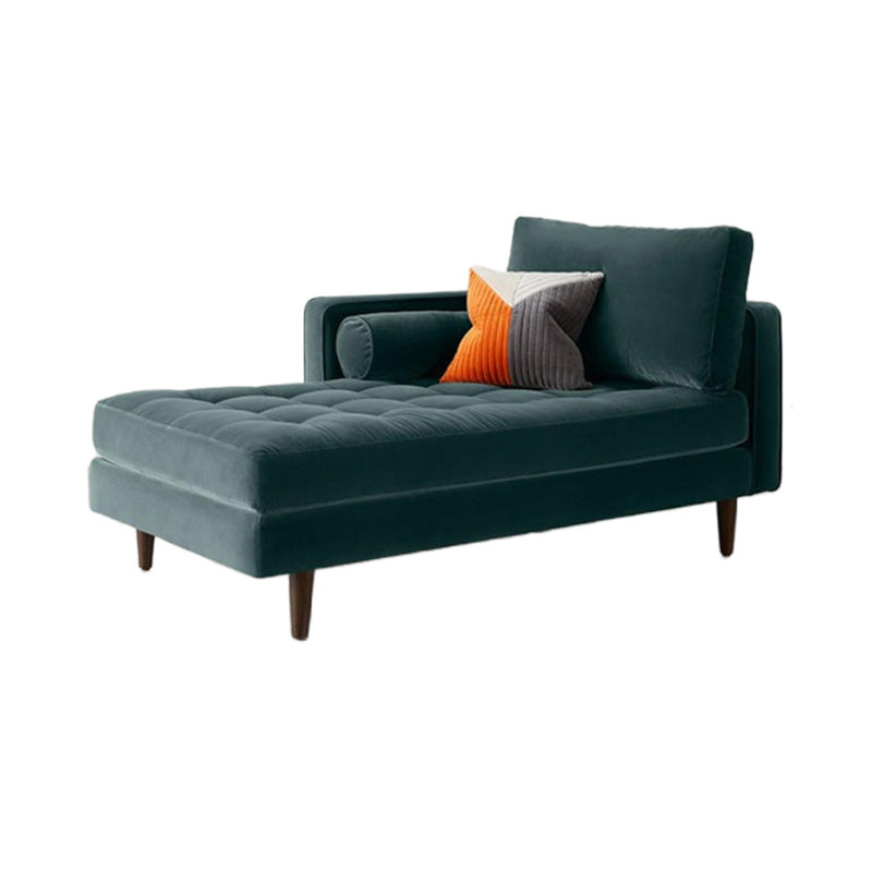 Chaise simple rembourrée en tissu éponge inclinable de style simple, Bleu, Accoudoir à droite (vu de face)