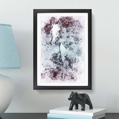 White Horse in the Clouds in Abstract - Picture Frame Painting Print